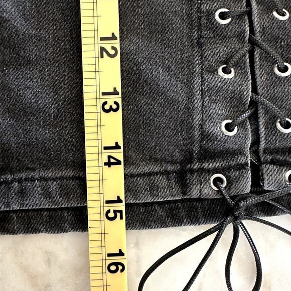 BDG Urban Outfitters Skirt Black Gray Lace-Up Grunge Punk Y2K Rocker Chic - Picture 7 of 8